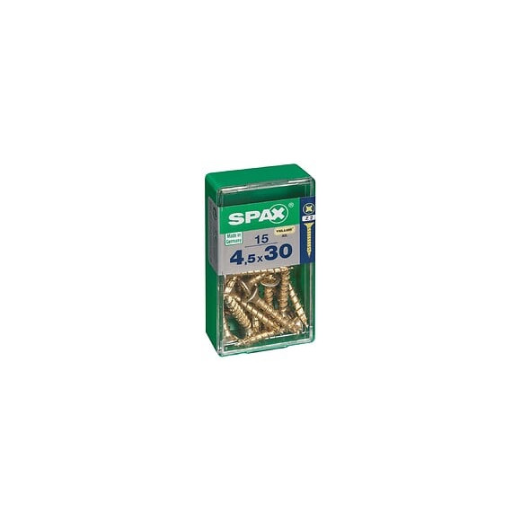 Lot De 15 Vis Acier Tête Fraisée Pozidriv Spax, Diam.4.5 Mm X L.30 Mm