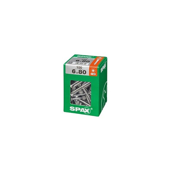 Lot De 100 Vis Acier Tête Fraisée Torx Spax, Diam.6 Mm X L.80 Mm