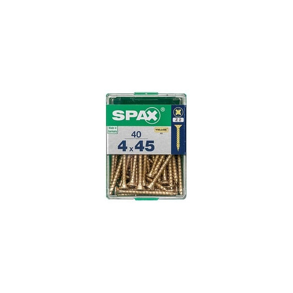 Lot De 40 Vis Acier Tête Fraisée Pozidriv Spax, Diam.4 Mm X L.45 Mm