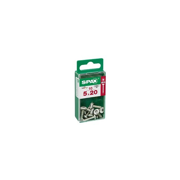 Lot De 10 Vis Acier Tête Ronde Torx Spax, Diam.5 Mm X L.20 Mm