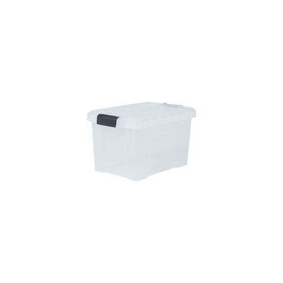 Iris Ohyama Lot De 3 Boites De Rangement Avec Fermeture Clic - Power Box - Sk-210  - Transparent - 21 L - 46 X 29, 7 X 25, 7 Cm