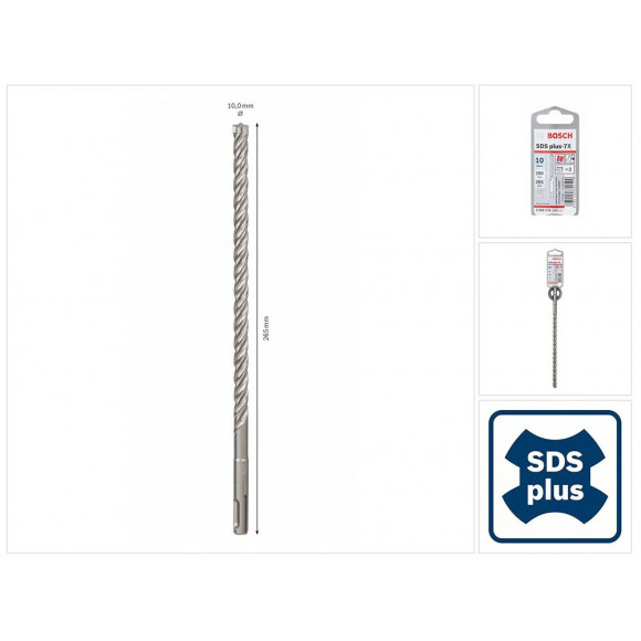 Bosch Sds-plus 7x Foret En Carbure 10x200x265 Mm, Certifié Pgm ( 2608576142 )
