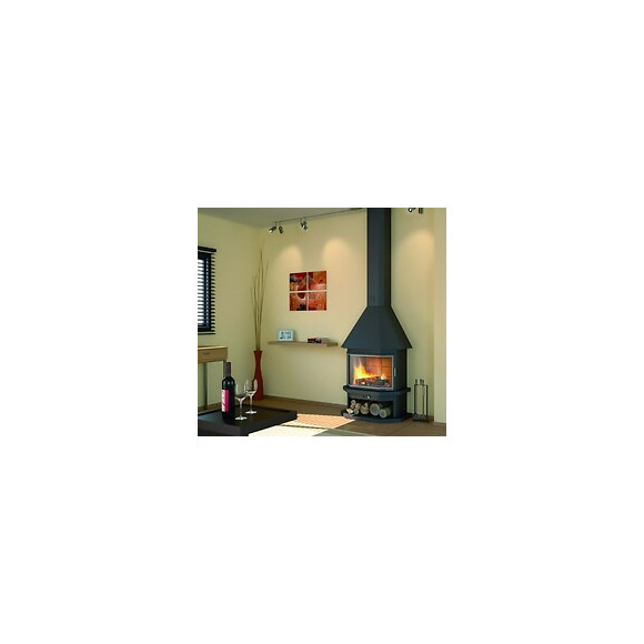 Cheminée Frontale Avec Porte + Base Et Foyer Réfractaire Ch64 -  Anthracite