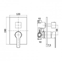 Mitigeur Douche Encastré Avec Inverseur À Bouton-poussoir Chromé - 2 Sorties