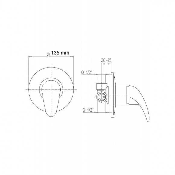 Mitigeur Mural De Douche À Encastrer, Mur Complet