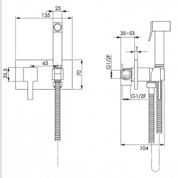 Kit Complet D'hygiène Bidet Douche À Main En Laiton Carré