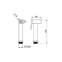 Douche À Main Hygiene Carré, Laiton Chromé