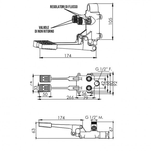 Miscelatore A Pedale, Due Pedali Calda Fredda Doppia Installazione