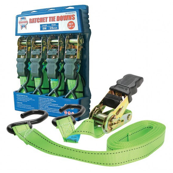 Sangles À Cliquet 5mx25mm - Jeu De 4 Pièces