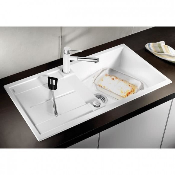 Blanco Metra Xl 6s - Evier - Silgranit - 1 Cuve - Egouttoir Reversible - Vidage Auto - Siphon Inclus - Gris Rocher
