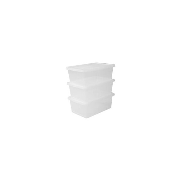 Iris Ohyama Set De 3 Boites De Rangement Avec Couvercle Ncb-11 - 3x 11 L - L40 X L27 X H150 Cm - Transparent