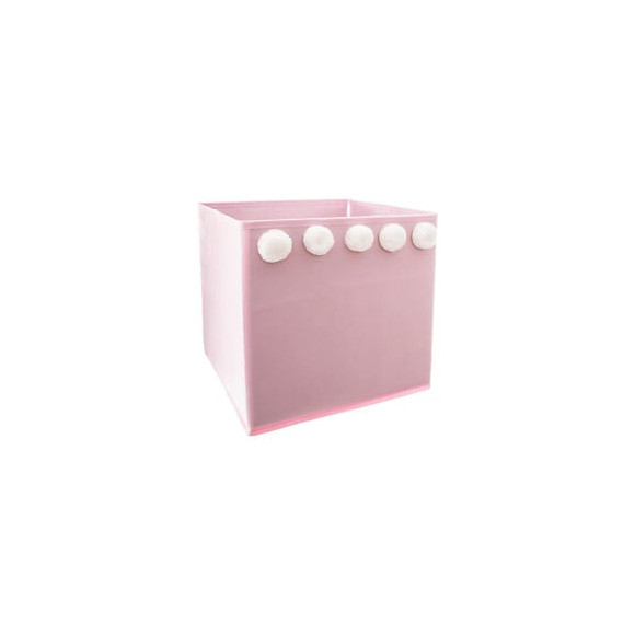 Bac De Rangement 5 Pompoms - Rose