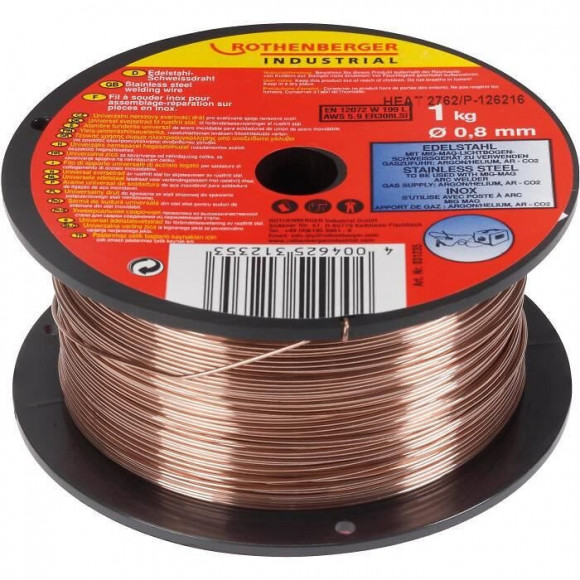 Rothenberger Bobine Fil Inox 0,8mm 1kg Pour Poste Mig/mag