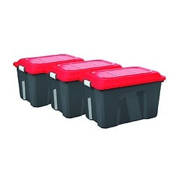 Lot De 3 Malles Sundis Plastique Noir / Rouge Cm
