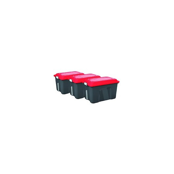 Lot De 3 Malles Sundis Plastique Noir / Rouge Cm