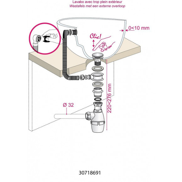 Ensemble  Vidage De Lavabo Quick-clac, 30718691 Wirquin