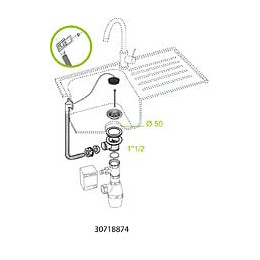 Bonde Évier, Diam.50 Mm, Avec Trop Plein, Inox