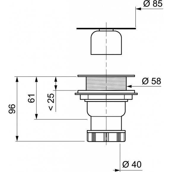 Bonde Receveur De Douche, Diam.60 Mm Sortie Verticale Wirquin