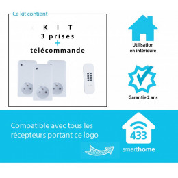 Lot De 3 Prises Télécommandables Connectées Intérieure Smartwares