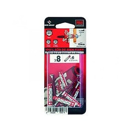 Lot De 8 Chevilles Et Vis Couleur Red Head, Diam.6 Mm X L.37 Mm