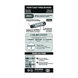 Lot De 4 Chevilles Et Gonds Couleur Red Head, Diam.8 Mm X L.50 Mm