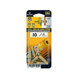 Lot De 10 Cheville Et Vis Couleur Red Head, Diam.5 Mm X L.30 Mm