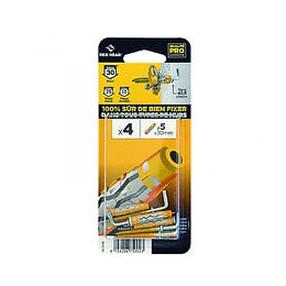 Lot De 4 Chevilles Et Gonds Couleur Red Head, Diam.5 Mm X L.30 Mm