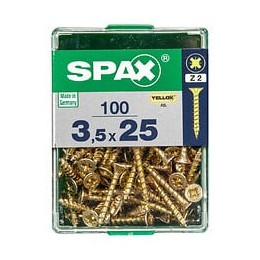 Lot De 100 Vis Acier Tête Fraisée Pozidriv Spax, Diam.3.5 Mm X L.25 Mm