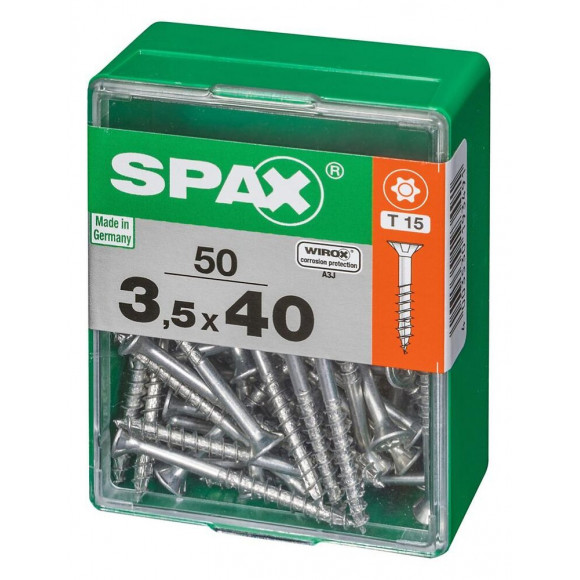 Lot De 50 Vis Acier Tête Autofraisée Plate Spax, Diam.3.5 Mm X L.40 Mm