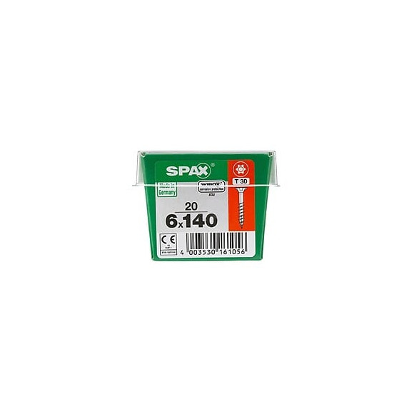 Lot De 20 Vis Acier Tête Fraisée Torx Spax, Diam.6 Mm X L.140 Mm