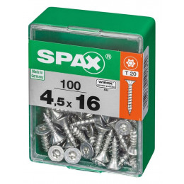 Lot De 100 Vis Acier Tête Autofraisée Plate Spax, Diam.4.5 Mm X L.16 Mm