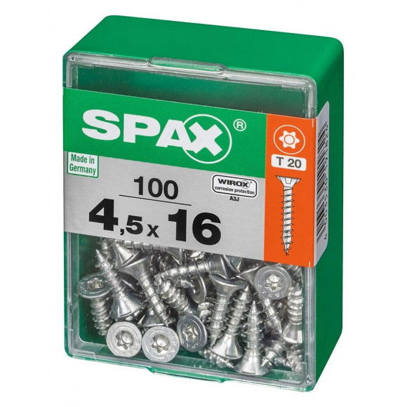 Lot De 100 Vis Acier Tête Autofraisée Plate Spax, Diam.4.5 Mm X L.16 Mm