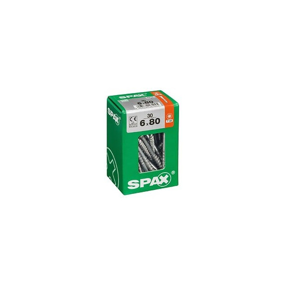 Lot De 30 Vis Acier Tête Fraisée Torx Spax, Diam.6 Mm X L.80 Mm