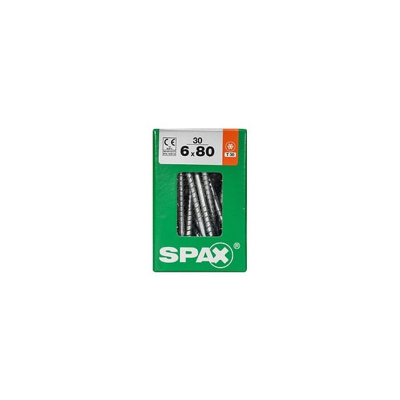 Lot De 30 Vis Acier Tête Fraisée Torx Spax, Diam.6 Mm X L.80 Mm