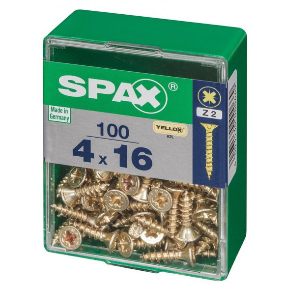 Lot De 100 Vis Acier Tête Fraisée Pozidriv Spax, Diam.4 Mm X L.16 Mm