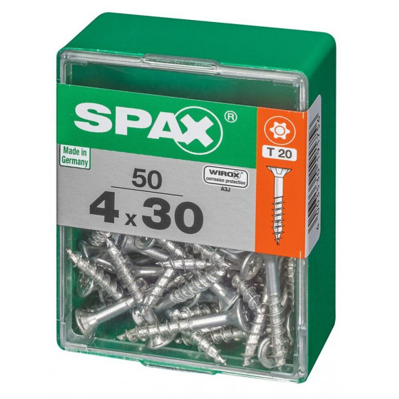 Lot De 50 Vis Acier Tête Autofraisée Plate Spax, Diam.4 Mm X L.30 Mm