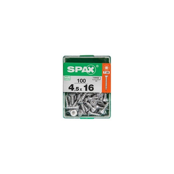 Lot De 100 Vis Acier Tête Autofraisée Plate Spax, Diam.4.5 Mm X L.16 Mm