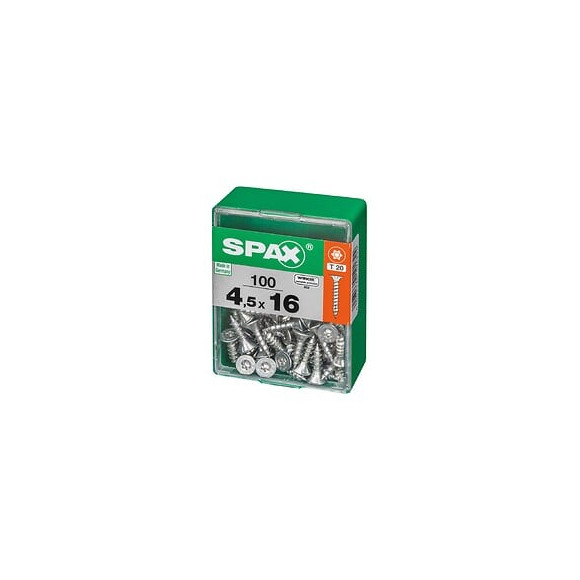 Lot De 100 Vis Acier Tête Autofraisée Plate Spax, Diam.4.5 Mm X L.16 Mm