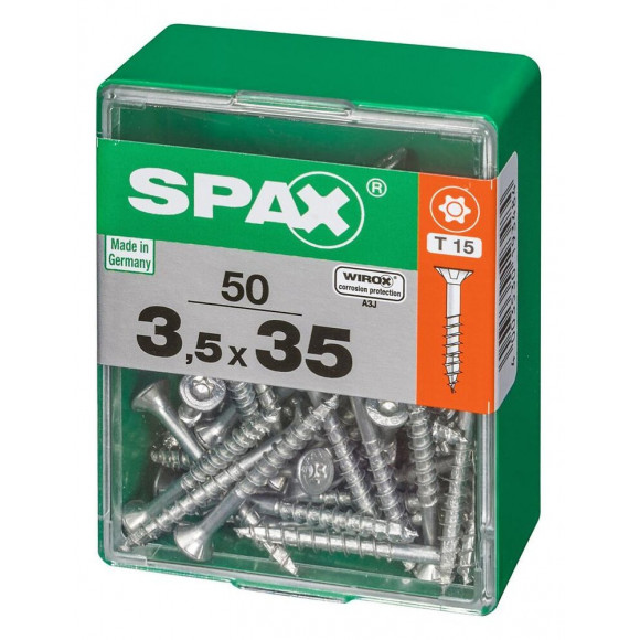 Lot De 50 Vis Acier Tête Autofraisée Plate Spax, Diam.3.5 Mm X L.35 Mm