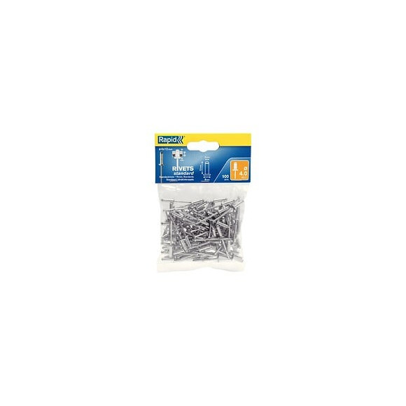 Lot De 100 Rivets Aluminium Diam.4 X H.12 Mm Rapid