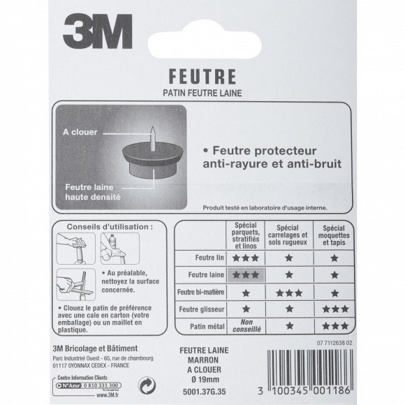 Lot De 4 Patins En Feutre 3m