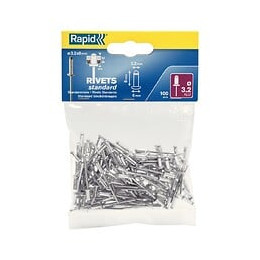 Lot De 100 Rivets Aluminium Diam.3.2 X H.8 Mm Rapid