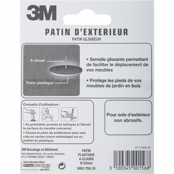 Lot De 4 Patins En Plastique 3m