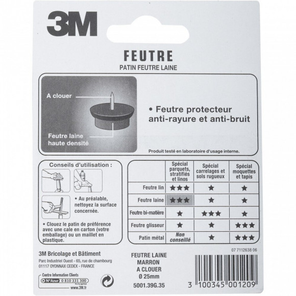 Lot De 4 Patins En Feutre 3m