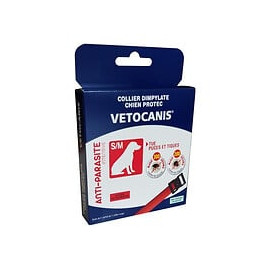Vetocanis Collier Anti-puces Et Anti-tiques - Rouge - Efficacite Longue Duree - Pour Chien