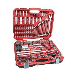 Dtools - Jeu De Clés À Pipes + Douilles - 216 Pcs - Coffret Clés Et Douilles 1/2", 1/4", 3/8" - Matière Crv - Rouge