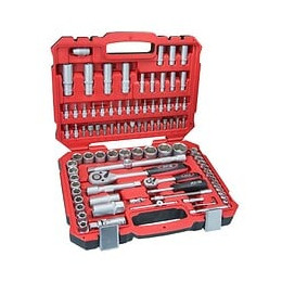 Dtools - Clés À Douilles 1/2" 1/4" 94 Pcs  - Jeu De Clés À Douilles - Crv - Coffret Clés - Rouge