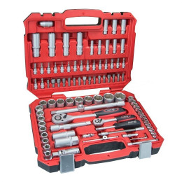 Dtools - Clés À Douilles 1/2" 1/4" 94 Pcs  - Jeu De Clés À Douilles - Crv - Coffret Clés - Rouge