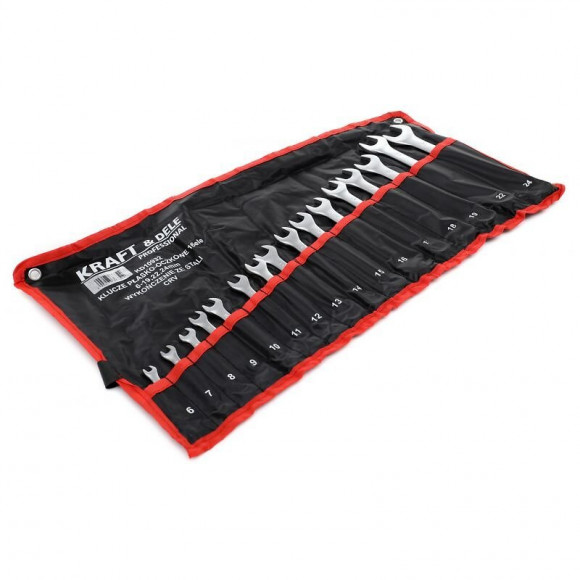 Dcraft - Jeu De Clés Mixtes - 16 Clés - Dimensions De 6 À 24 Mm - Clés Mixtes - Noir