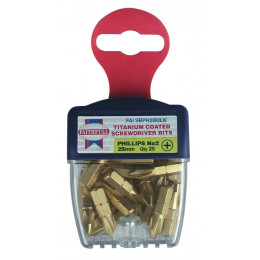 25 Embouts De Vissage Titanium 25 Mm Cruciforme N°2